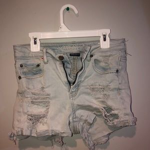 High Waisted Ripped Jean Shorts